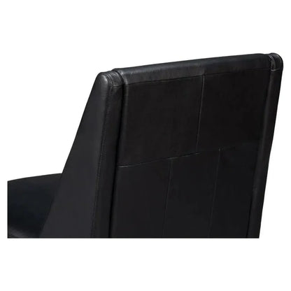 Brandy Leather Black Armless Accent Chair - LOOMLAN - Sarreid - Accent Chairs
