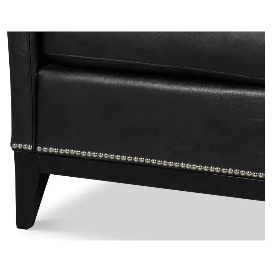 Brandy Leather Black Armless Accent Chair - LOOMLAN - Sarreid - Accent Chairs