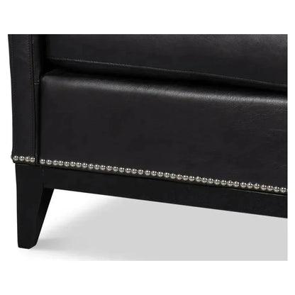 Brandy Leather Black Armless Accent Chair - LOOMLAN - Sarreid - Accent Chairs