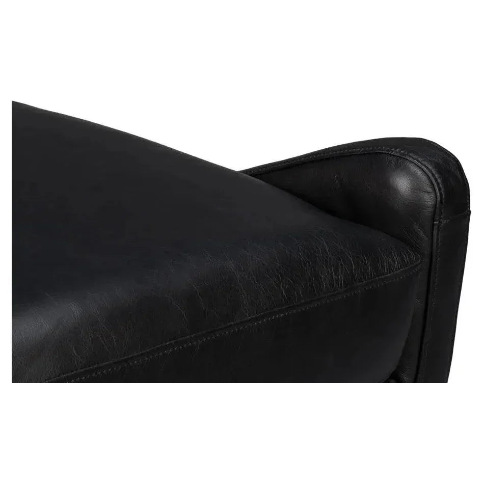 Brandy Leather Black Armless Accent Chair - LOOMLAN - Sarreid - Accent Chairs