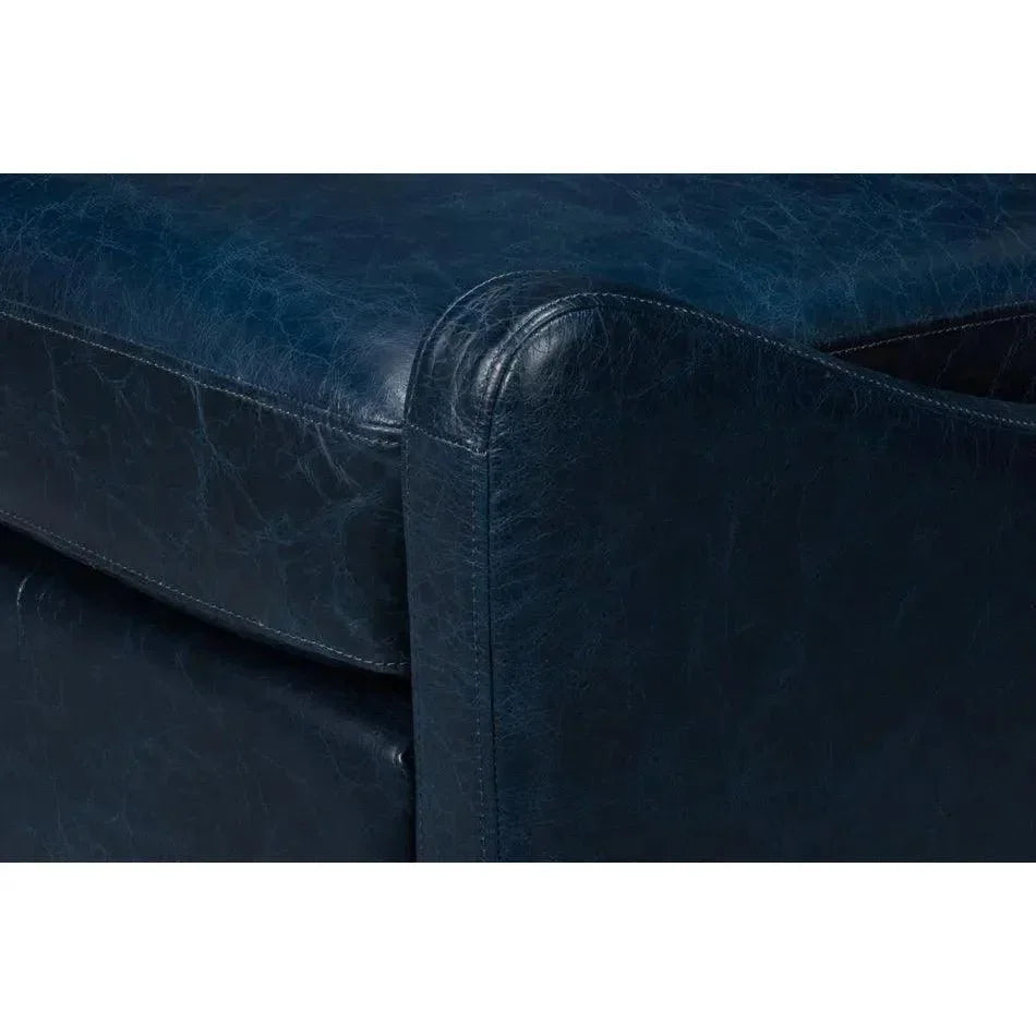 Brandy Leather Blue Armless Accent Chair - LOOMLAN - Sarreid - Accent Chairs