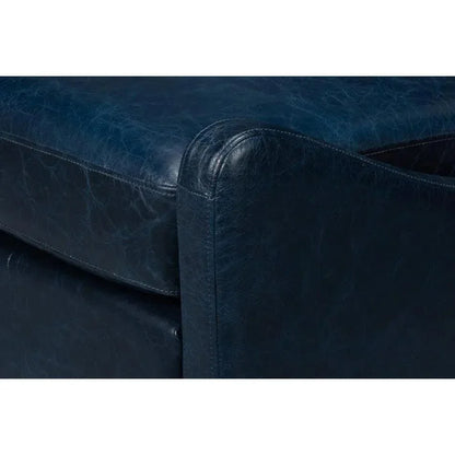 Brandy Leather Blue Armless Accent Chair - LOOMLAN - Sarreid - Accent Chairs