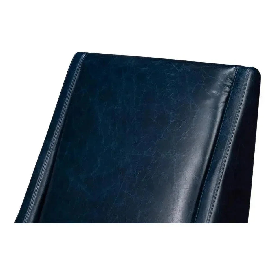 Brandy Leather Blue Armless Accent Chair - LOOMLAN - Sarreid - Accent Chairs