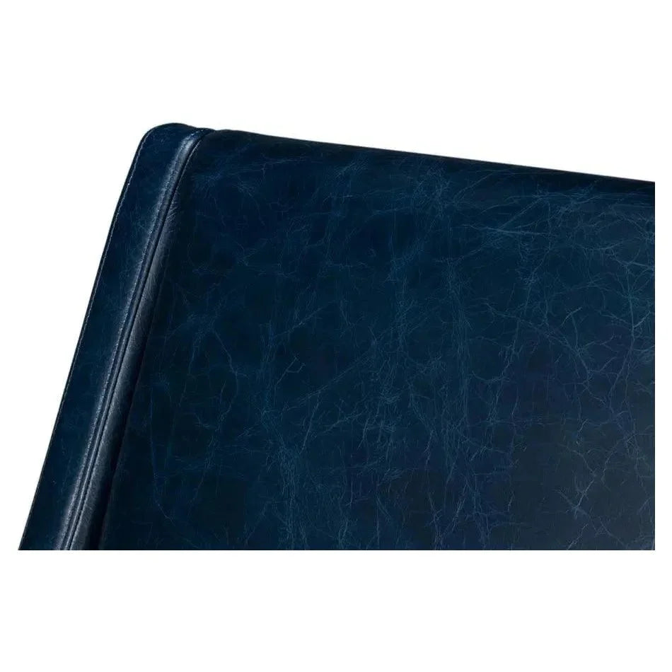 Brandy Leather Blue Armless Accent Chair - LOOMLAN - Sarreid - Accent Chairs