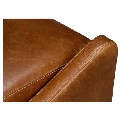 Brandy Leather Brown Armless Accent Chair - LOOMLAN - Sarreid - Accent Chairs