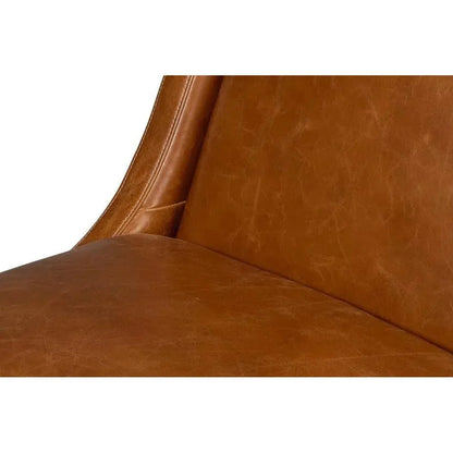 Brandy Leather Brown Armless Accent Chair - LOOMLAN - Sarreid - Accent Chairs