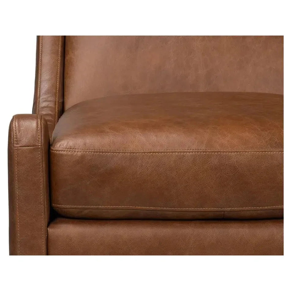 Brandy Slipper Accent Chair Distilled Leather - LOOMLAN - Sarreid - Accent Chairs