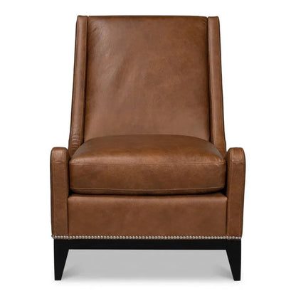 Brandy Slipper Accent Chair Distilled Leather - LOOMLAN - Sarreid - Accent Chairs