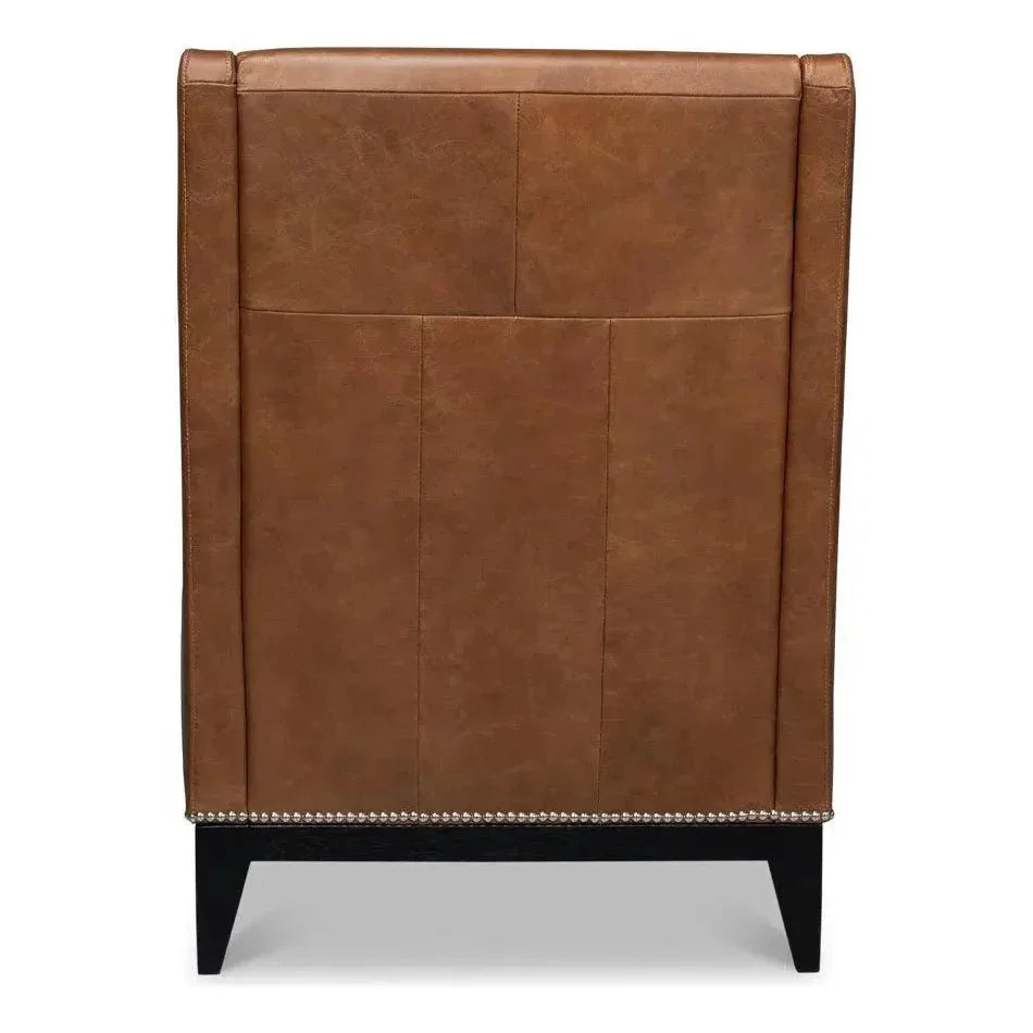 Brandy Slipper Accent Chair Distilled Leather - LOOMLAN - Sarreid - Accent Chairs