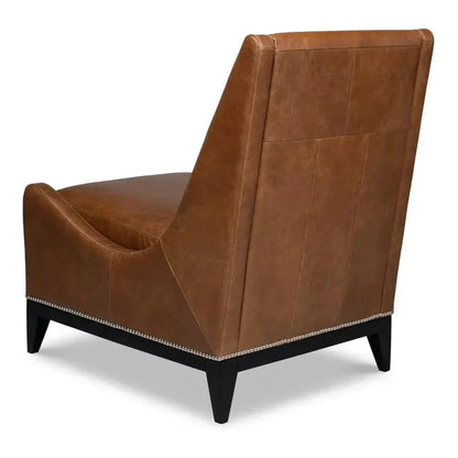 Brandy Slipper Accent Chair Distilled Leather - LOOMLAN - Sarreid - Accent Chairs