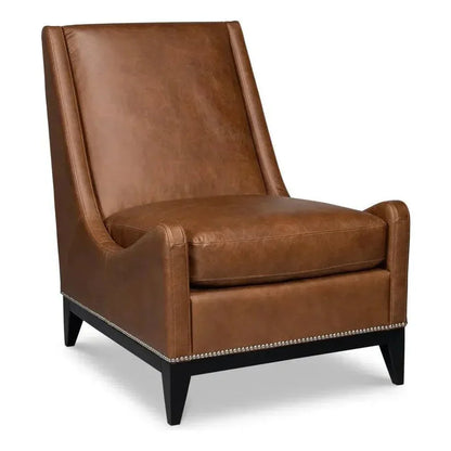 Brandy Slipper Accent Chair Distilled Leather - LOOMLAN - Sarreid - Accent Chairs