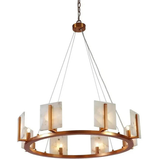Brass Alabaster Halo Chandelier - LOOMLAN - Jamie Young - Chandeliers
