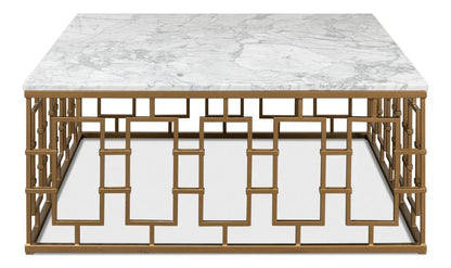 Brass Gate Italian Marble Top Cocktail Table - LOOMLAN - Sarreid - Coffee Tables