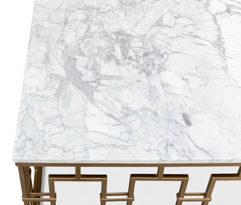 Brass Gate Italian Marble Top Cocktail Table - LOOMLAN - Sarreid - Coffee Tables