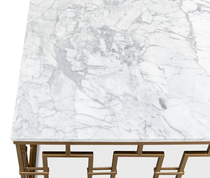 Brass Gate Italian Marble Top Cocktail Table - LOOMLAN - Sarreid - Coffee Tables