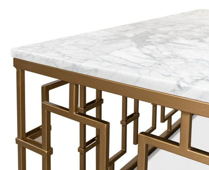 Brass Gate Italian Marble Top Cocktail Table - LOOMLAN - Sarreid - Coffee Tables