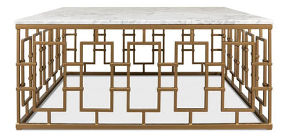 Brass Gate Italian Marble Top Cocktail Table - LOOMLAN - Sarreid - Coffee Tables