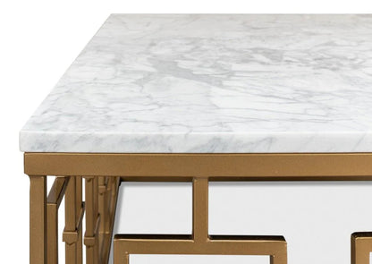 Brass Gate Italian Marble Top Cocktail Table - LOOMLAN - Sarreid - Coffee Tables