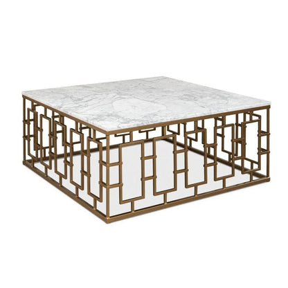 Brass Gate Italian Marble Top Cocktail Table - LOOMLAN - Sarreid - Coffee Tables
