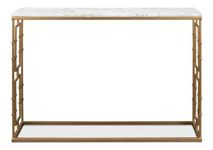 Brass Gate Italian Marble Top Console Table - LOOMLAN - Sarreid - Console Tables