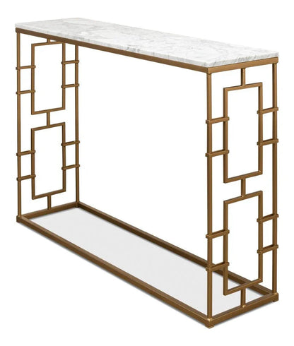 Brass Gate Italian Marble Top Console Table - LOOMLAN - Sarreid - Console Tables