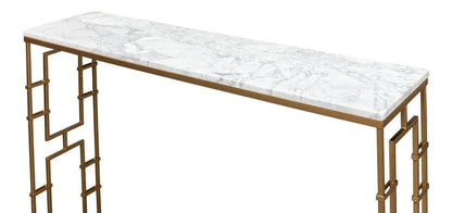 Brass Gate Italian Marble Top Console Table - LOOMLAN - Sarreid - Console Tables