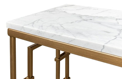 Brass Gate Italian Marble Top Console Table - LOOMLAN - Sarreid - Console Tables