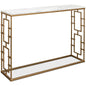 Brass Gate Italian Marble Top Console Table - LOOMLAN - Sarreid - Console Tables