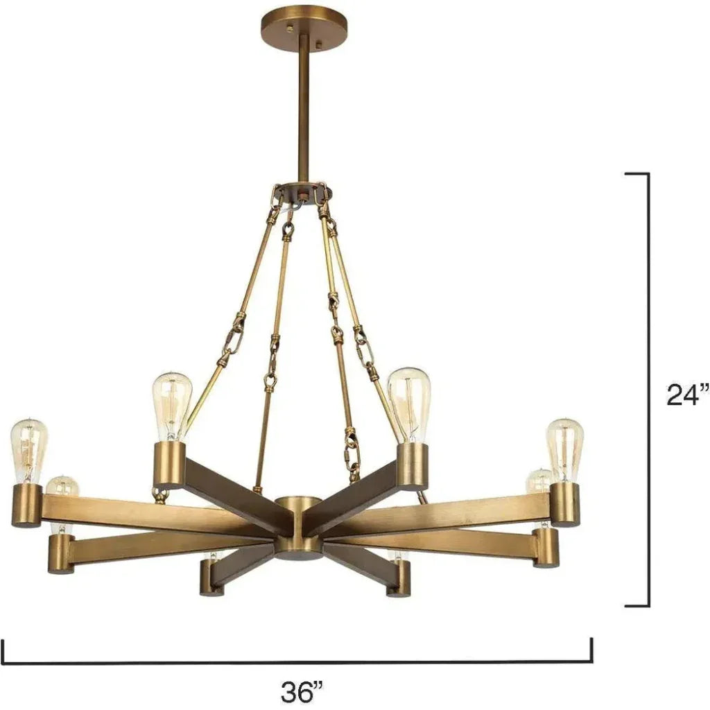 Brass Mid - Century Manchester 8 Light Chandelier - LOOMLAN - Jamie Young - Chandeliers