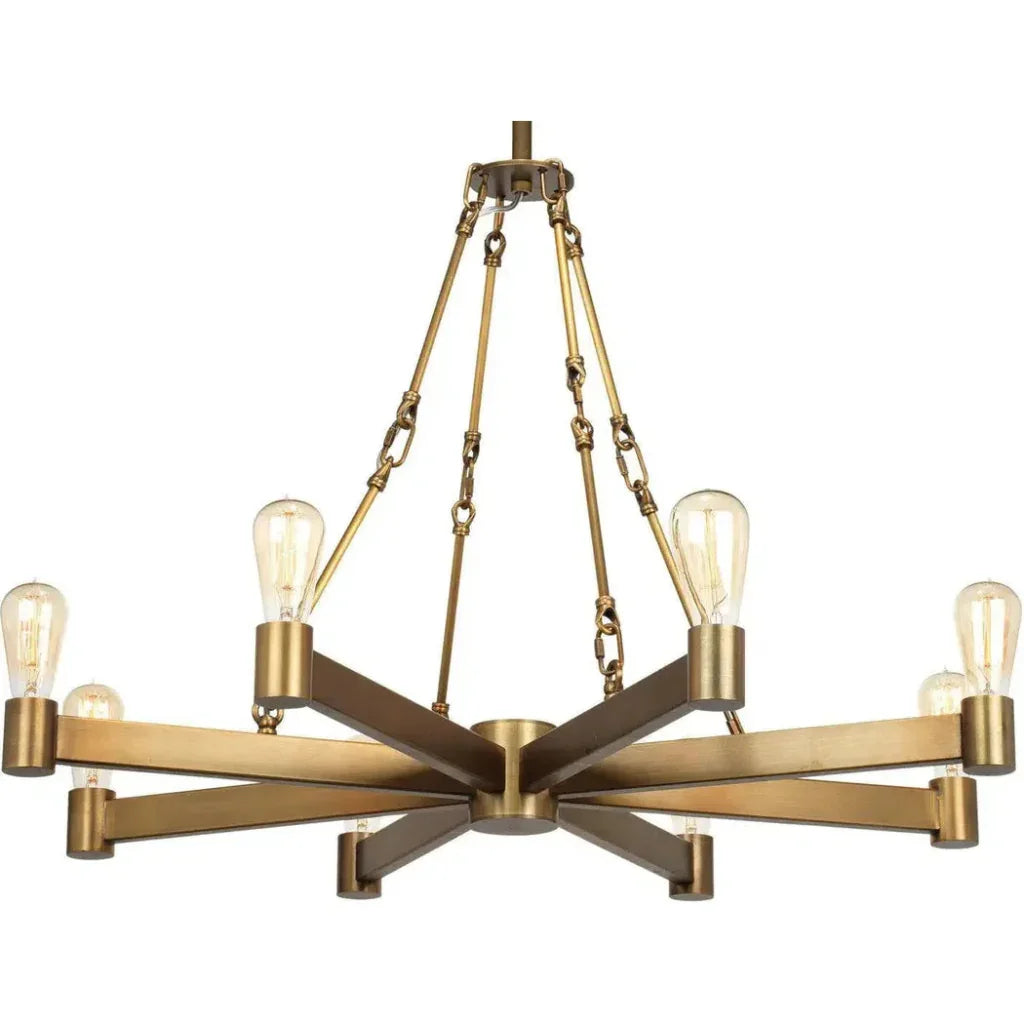 Brass Mid - Century Manchester 8 Light Chandelier - LOOMLAN - Jamie Young - Chandeliers