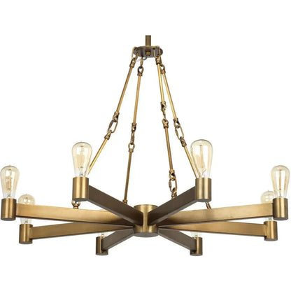 Brass Mid - Century Manchester 8 Light Chandelier - LOOMLAN - Jamie Young - Chandeliers
