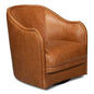 Braxton Leather Brown Swivel Arm Chair - LOOMLAN - Sarreid - Club Chairs