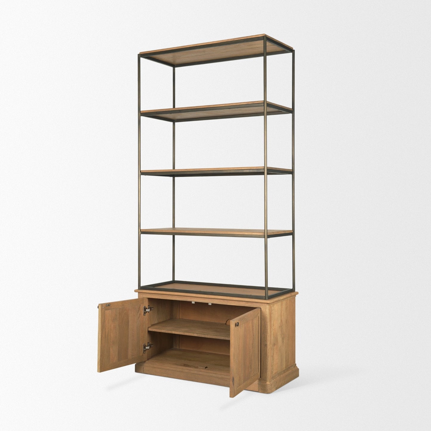 Braxton Light Brown Wood Shelving Unit-Etageres-Mercana-LOOMLAN