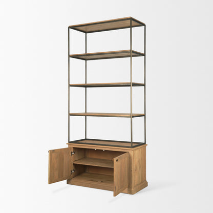 Braxton Light Brown Wood Shelving Unit-Etageres-Mercana-LOOMLAN