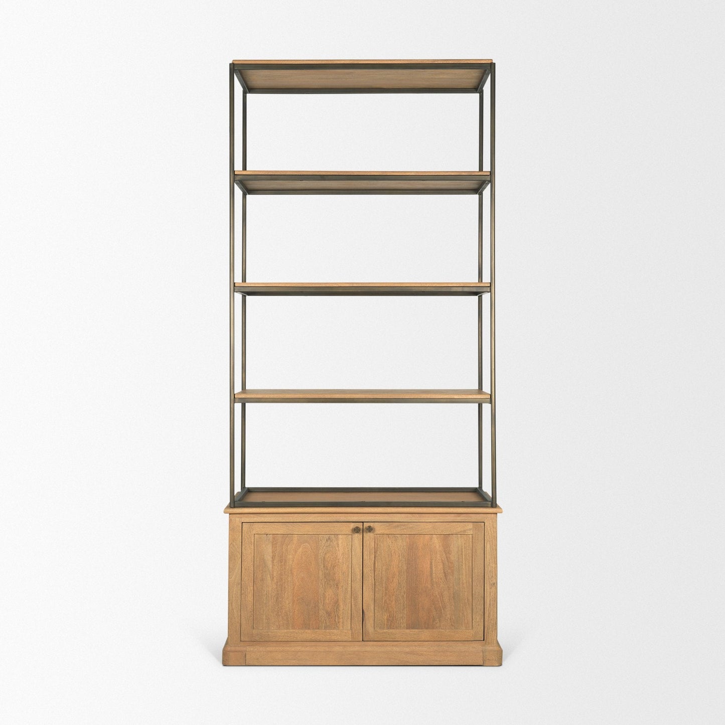 Braxton Light Brown Wood Shelving Unit-Etageres-Mercana-LOOMLAN