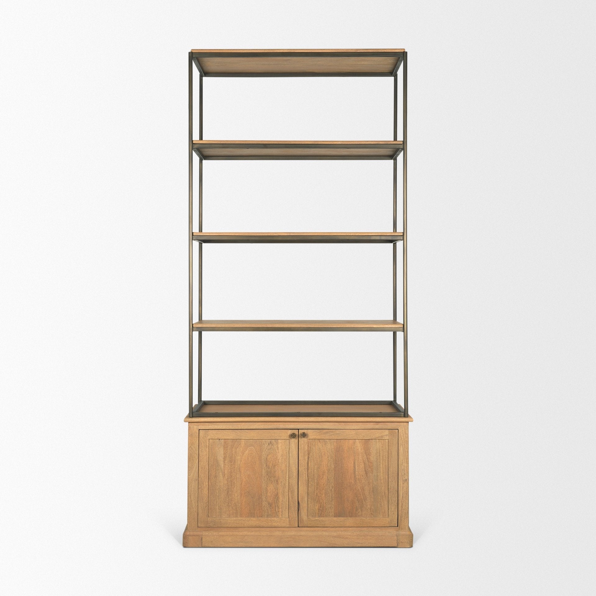 Braxton Light Brown Wood Shelving Unit-Etageres-Mercana-LOOMLAN