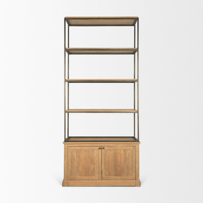 Braxton Light Brown Wood Shelving Unit-Etageres-Mercana-LOOMLAN