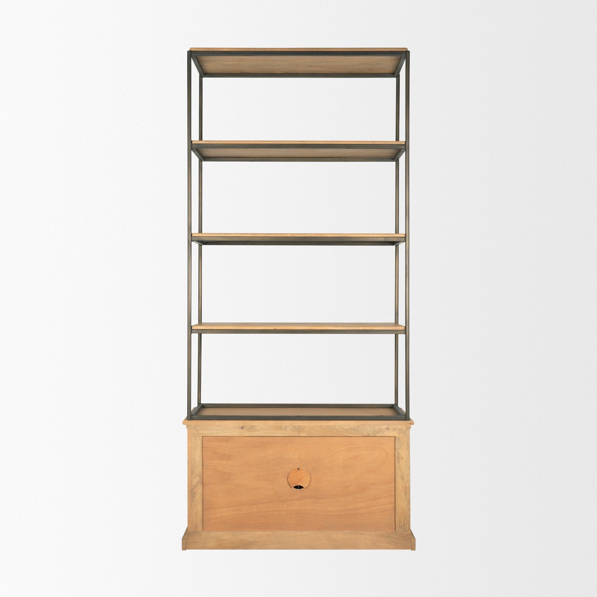 Braxton Light Brown Wood Shelving Unit-Etageres-Mercana-LOOMLAN