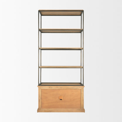 Braxton Light Brown Wood Shelving Unit-Etageres-Mercana-LOOMLAN