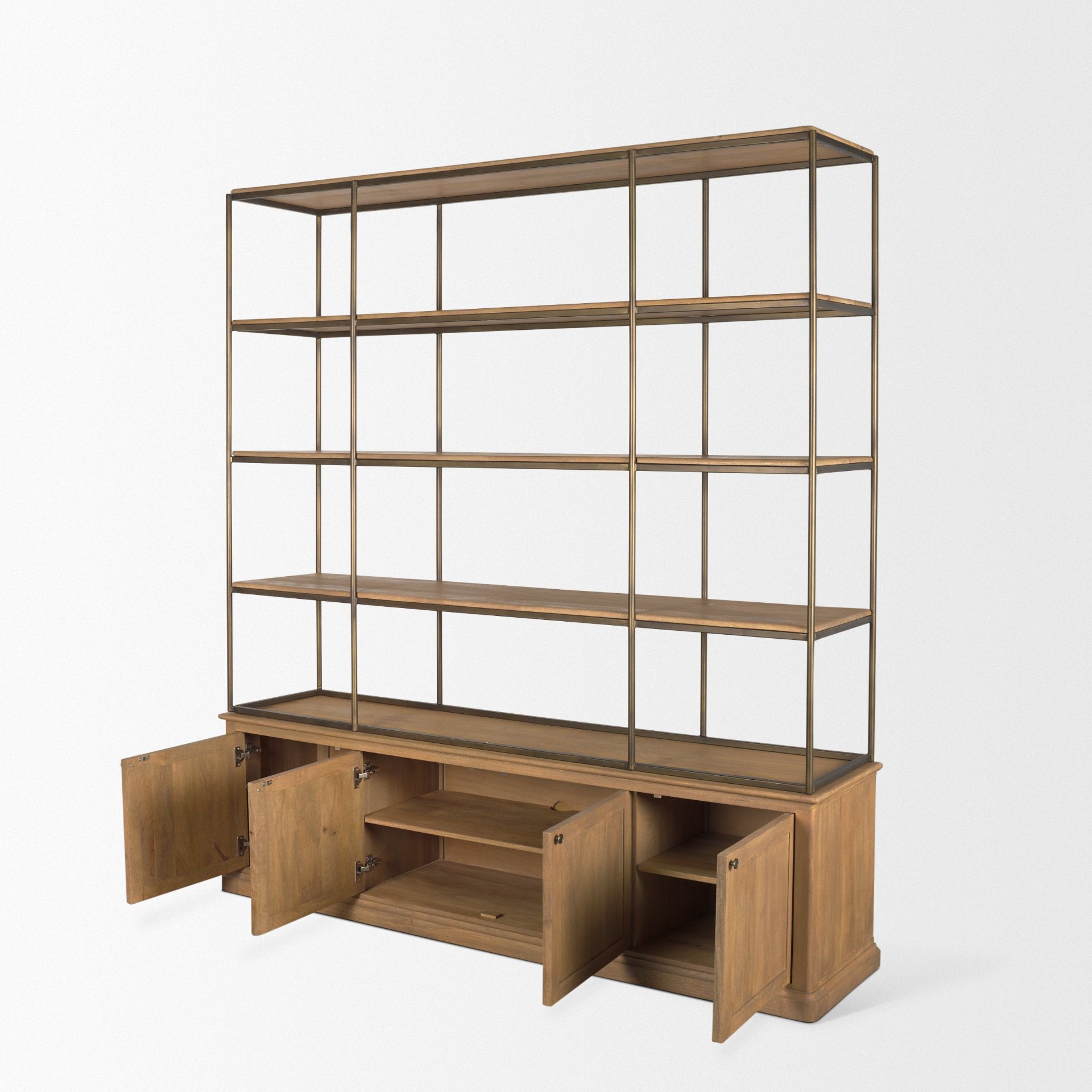Braxton Light Brown Wood Shelving Unit-Etageres-Mercana-LOOMLAN