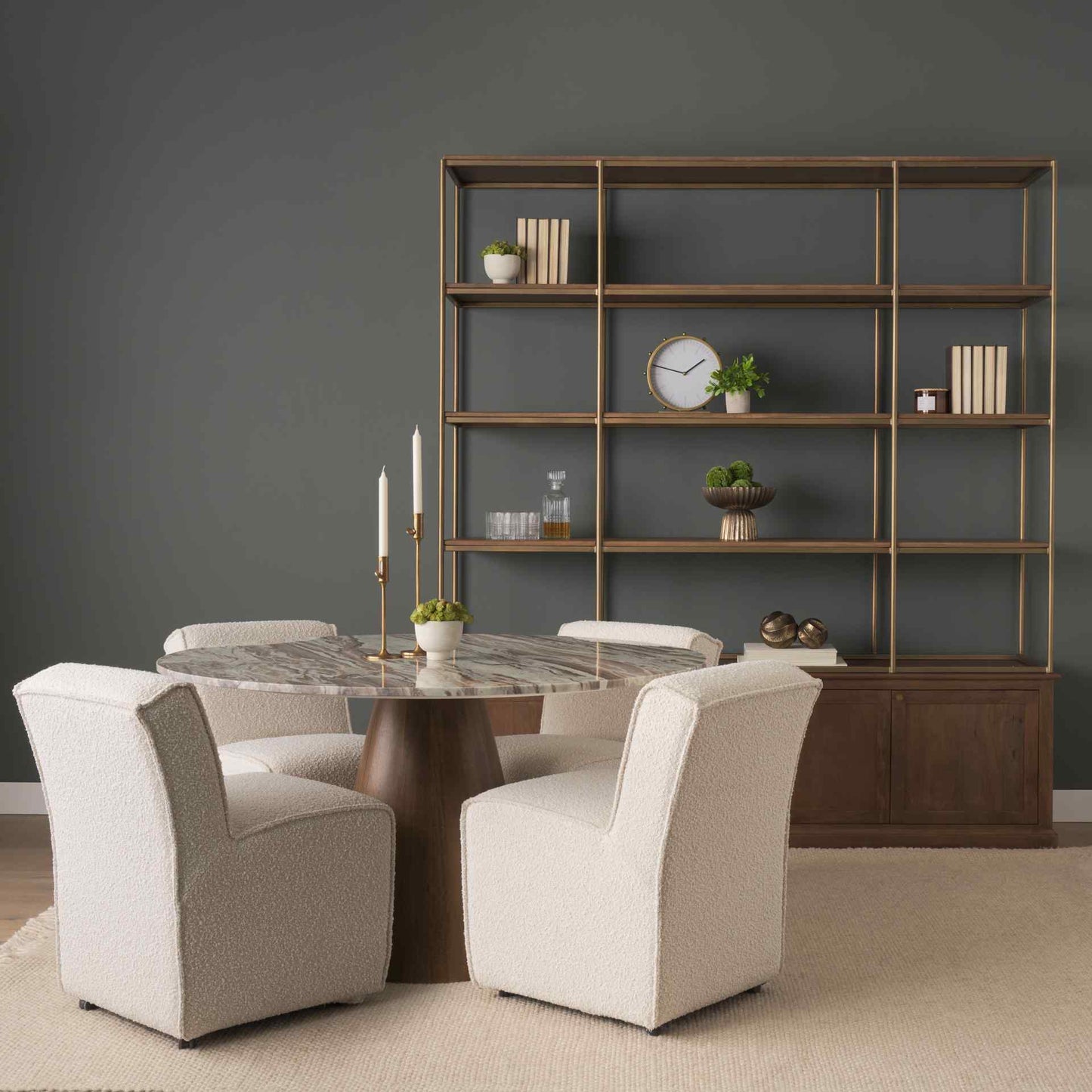 Braxton Metalic Gold Frame Shelving Unit-Etageres-Mercana-LOOMLAN