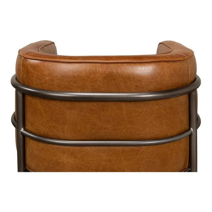 Breda Retro Brown Leather Accent Tub Chair - LOOMLAN - Sarreid - Club Chairs