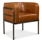 Breda Retro Brown Leather Accent Tub Chair - LOOMLAN - Sarreid - Club Chairs