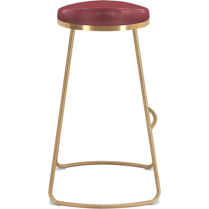 Bree Barstool (Set of 2) Burgundy & Gold - LOOMLAN - Zuo Modern - Bar Stools