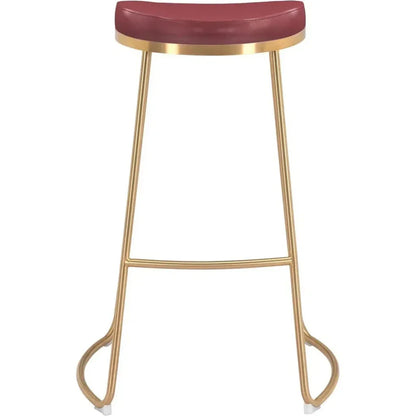 Bree Barstool (Set of 2) Burgundy & Gold - LOOMLAN - Zuo Modern - Bar Stools