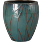 Breeze Round Teal Ceramic Planter - LOOMLAN - Planters
