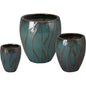 Breeze Round Teal Ceramic Planter - LOOMLAN - Planters