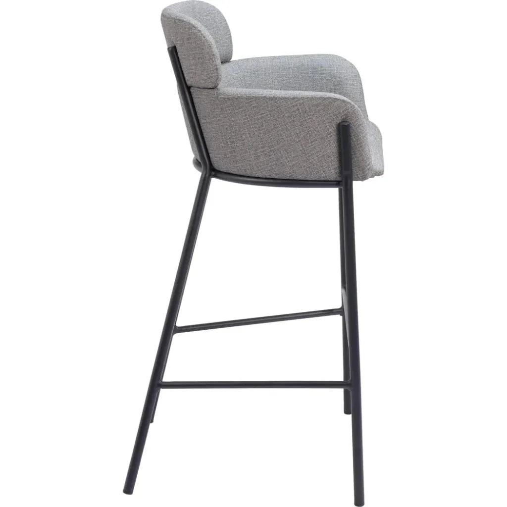 Bremor Slate Gray Barstool with Steel Legs - LOOMLAN - Zuo Modern - Bar Stools