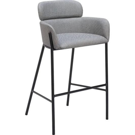 Bremor Slate Gray Barstool with Steel Legs - LOOMLAN - Zuo Modern - Bar Stools
