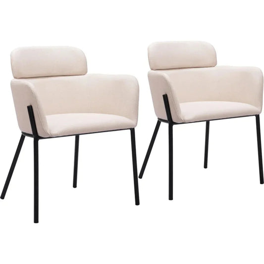 Bremor Steel Beige Dining Arm Chair 2PC - LOOMLAN - Zuo Modern - Dining Chairs